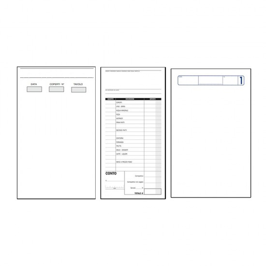 Blocchi comande ristorante Data Ufficio 2 Copie Bianco senza rigatura non  perforato 10 x 16,8 cm carta 40 unità su